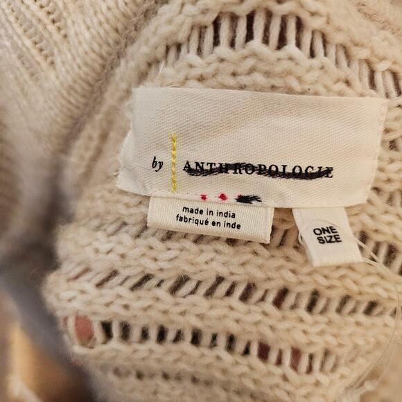 NWOT Anthropologie Fringe Turtleneck Cropped Poncho Sweater $200 - Picture 6 of 8